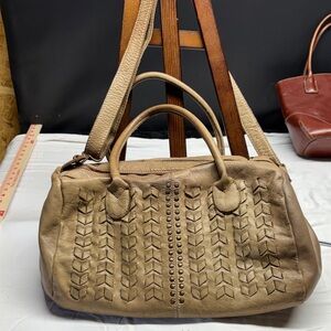 Original Retro Brand Tan Satchel with Chevron Design